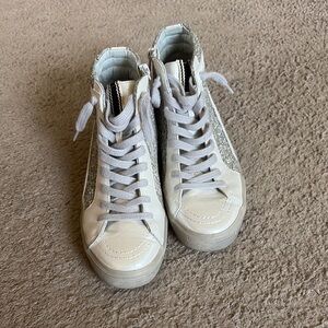 ShuShop White and Silver Women's Sneakers